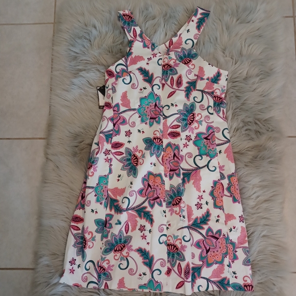 Nine West White and Pink Floral Halter Midi Dress Size 14 NWT - Picture 4 of 7